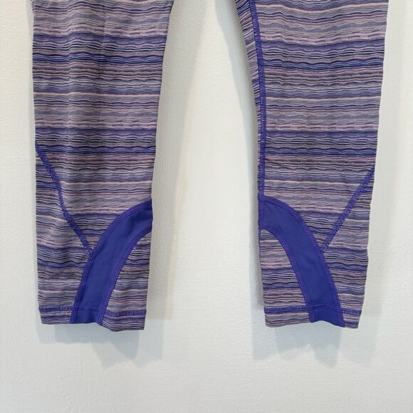 Lululemon Leggings Run Inspire Crop II Luxtreme Purple Stripe Yoga Women sz 6 - Picture 7 of 10